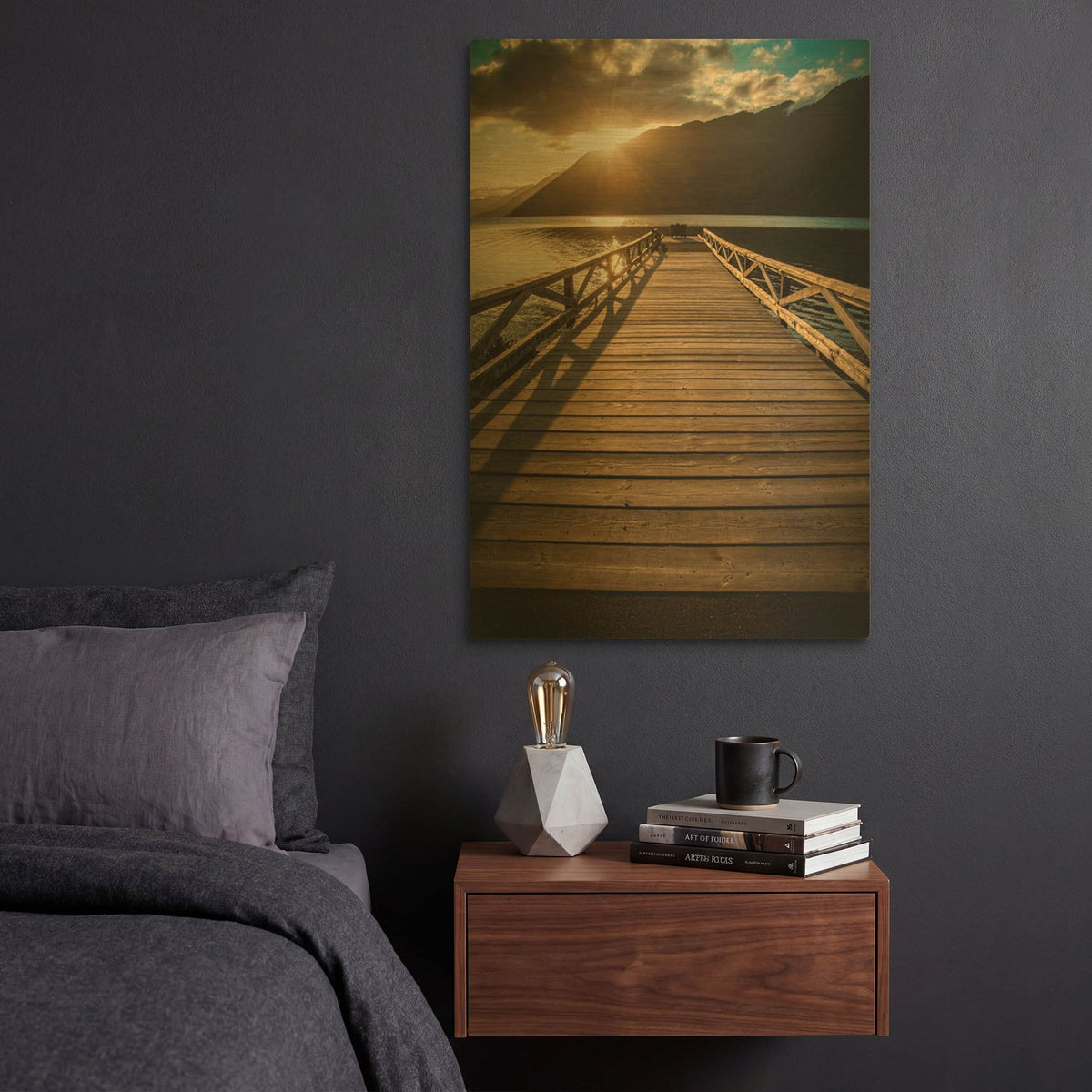 'Crescent Lake Sunset' By Tim Oldford Gold Metal Wall Art