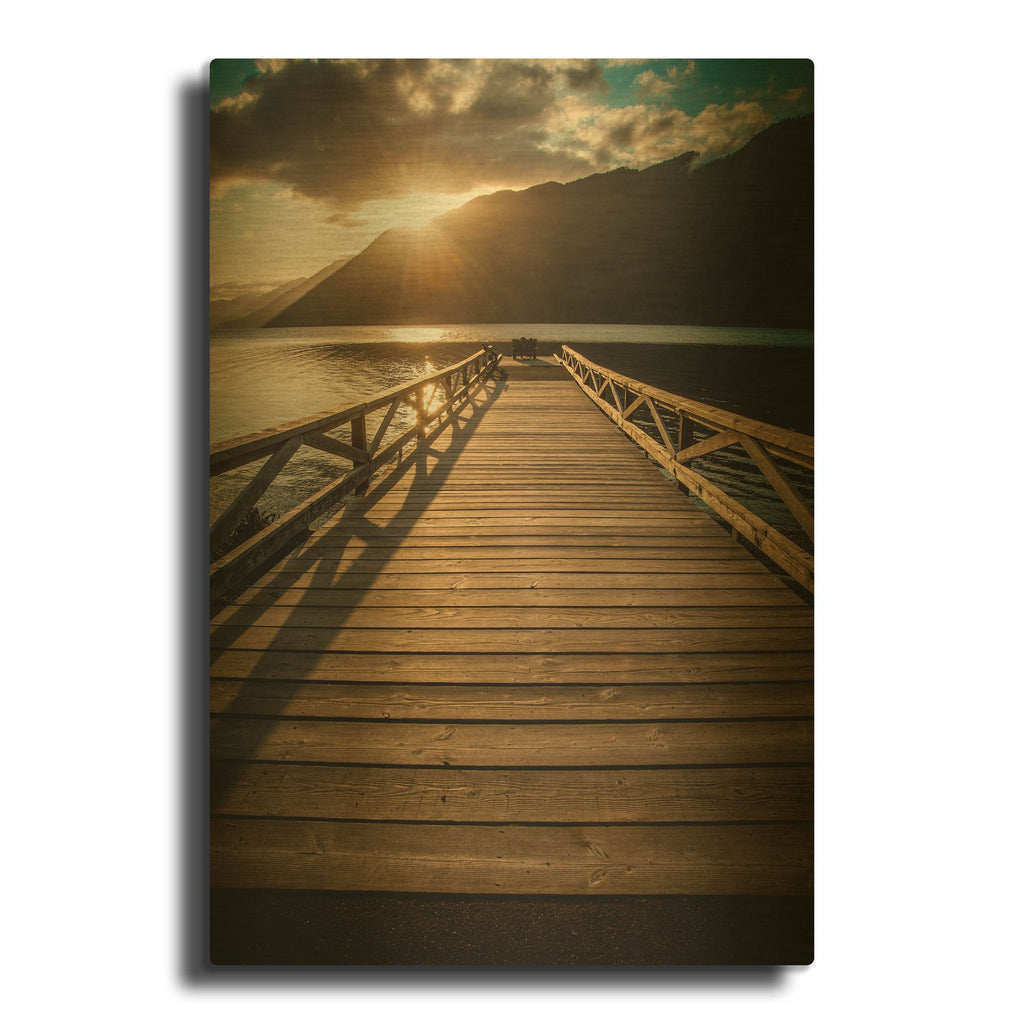 'Crescent Lake Sunset' By Tim Oldford Gold Metal Wall Art