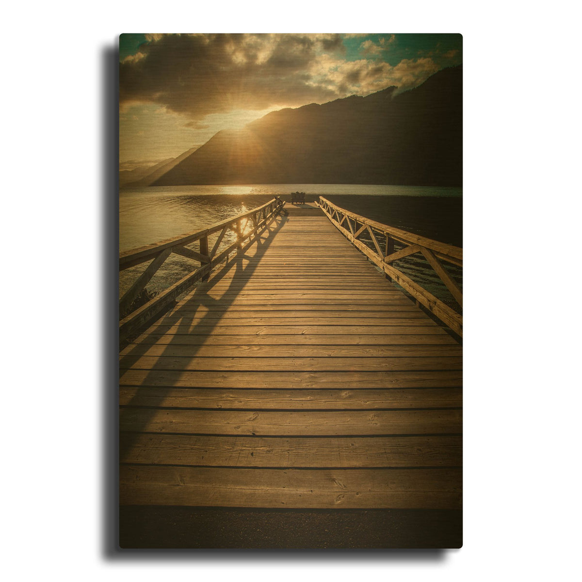 'Crescent Lake Sunset' By Tim Oldford Gold Metal Wall Art