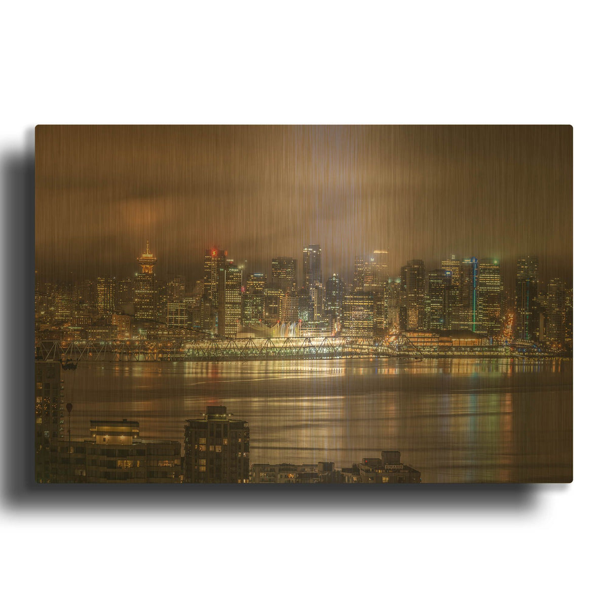 'Vancouver Night' By Tim Oldford Gold Metal Wall Art