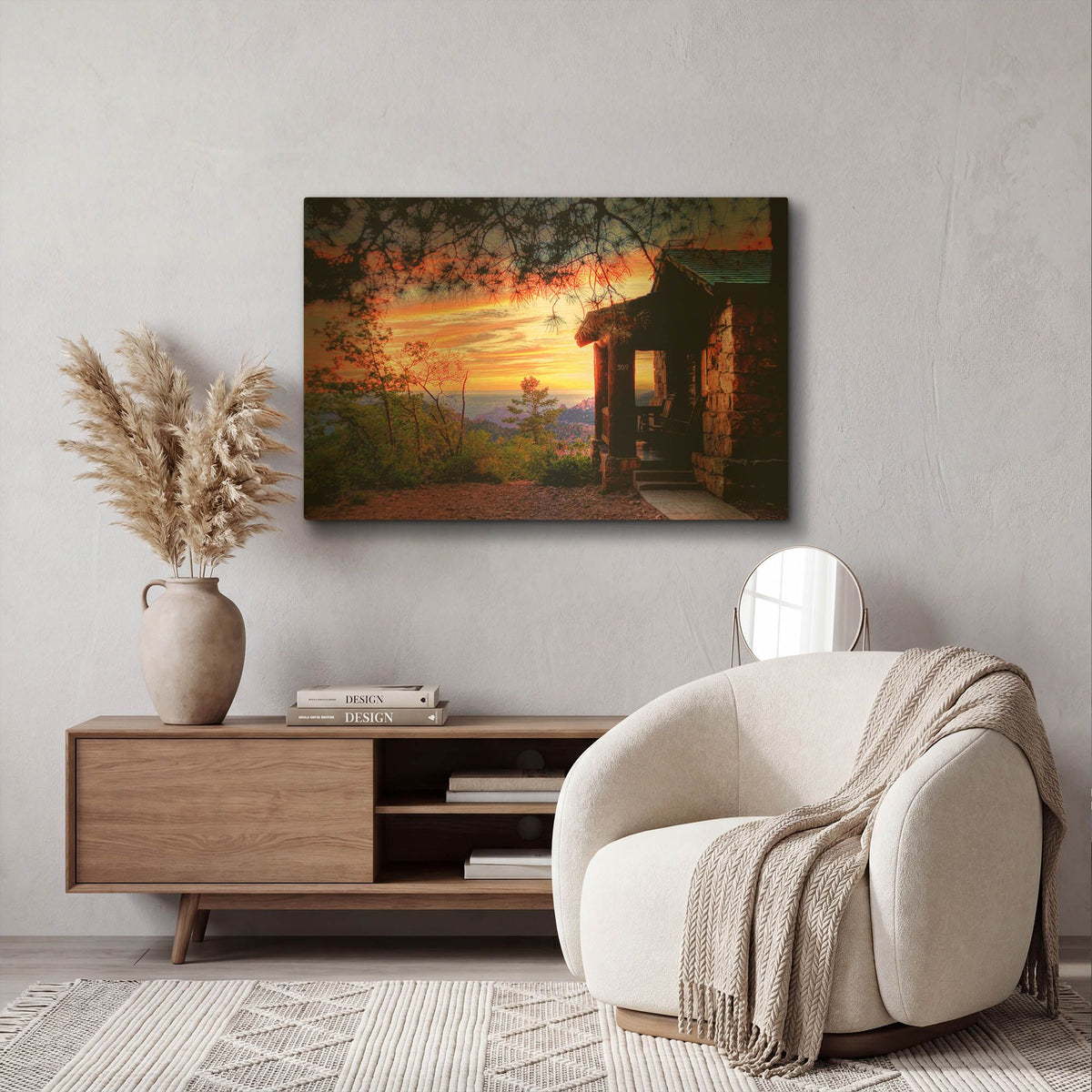 'Grand Canyon Cabin' By Tim Oldford Gold Metal Wall Art
