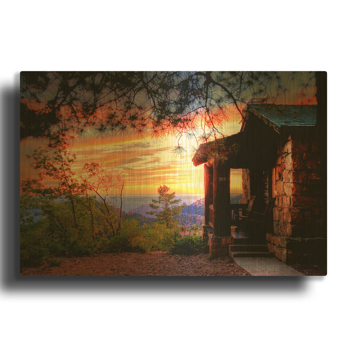 'Grand Canyon Cabin' By Tim Oldford Gold Metal Wall Art