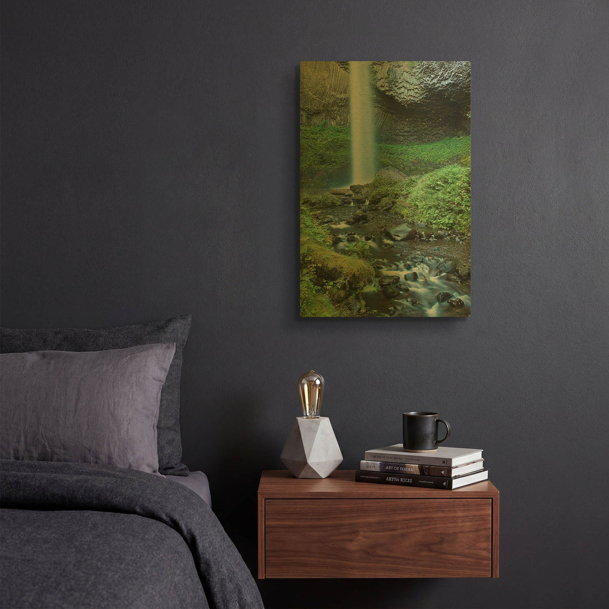 'Oregon Waterfall' By Tim Oldford Gold Metal Wall Art