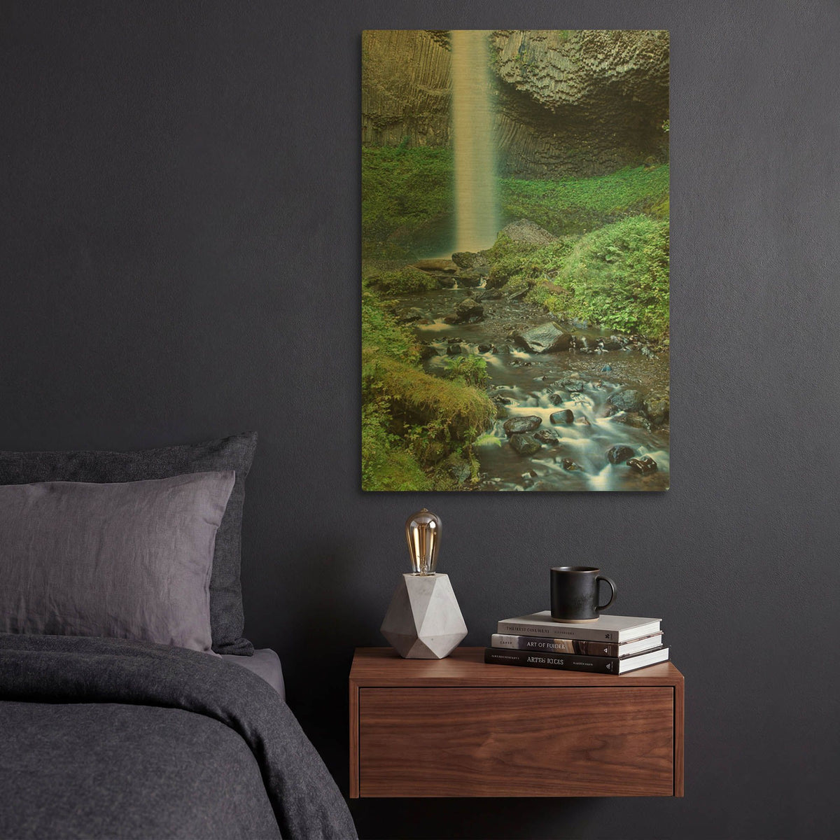 'Oregon Waterfall' By Tim Oldford Gold Metal Wall Art