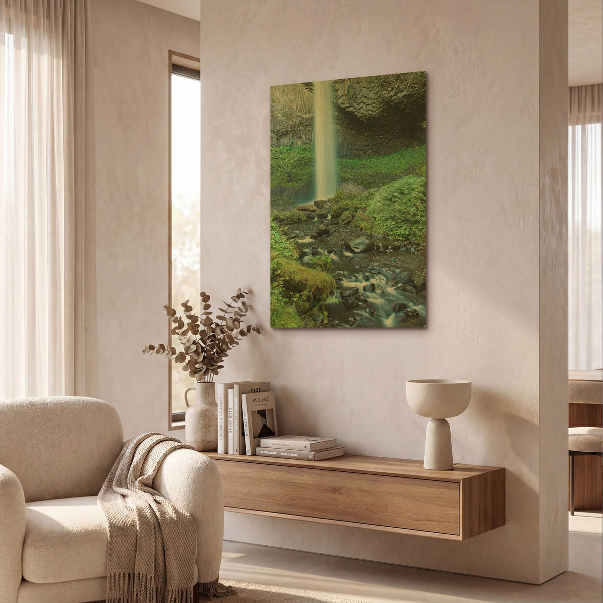 'Oregon Waterfall' By Tim Oldford Gold Metal Wall Art