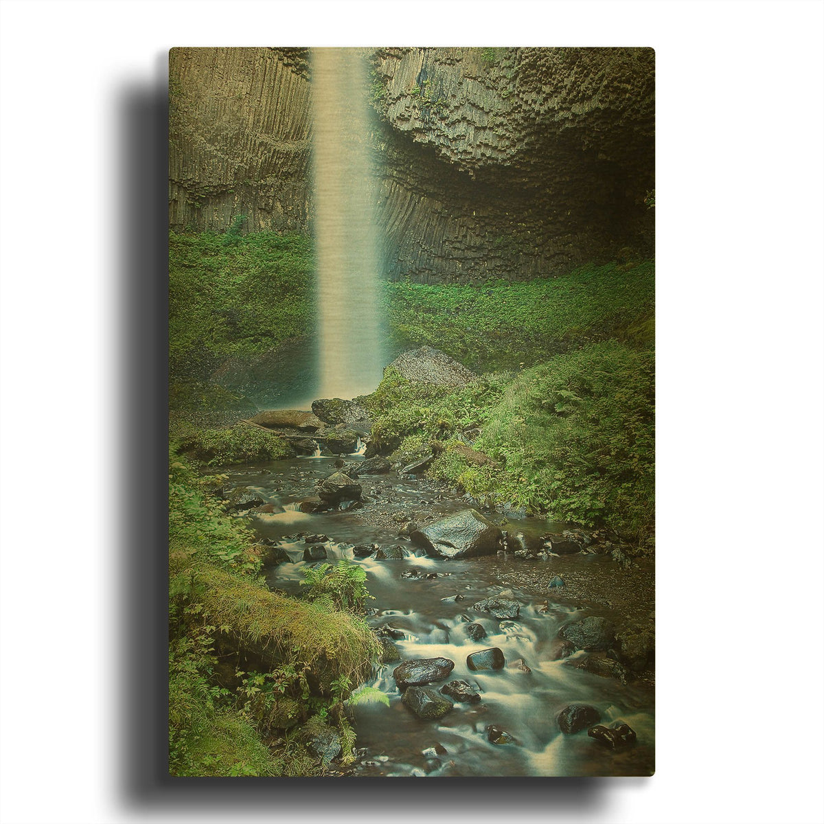 'Oregon Waterfall' By Tim Oldford Gold Metal Wall Art