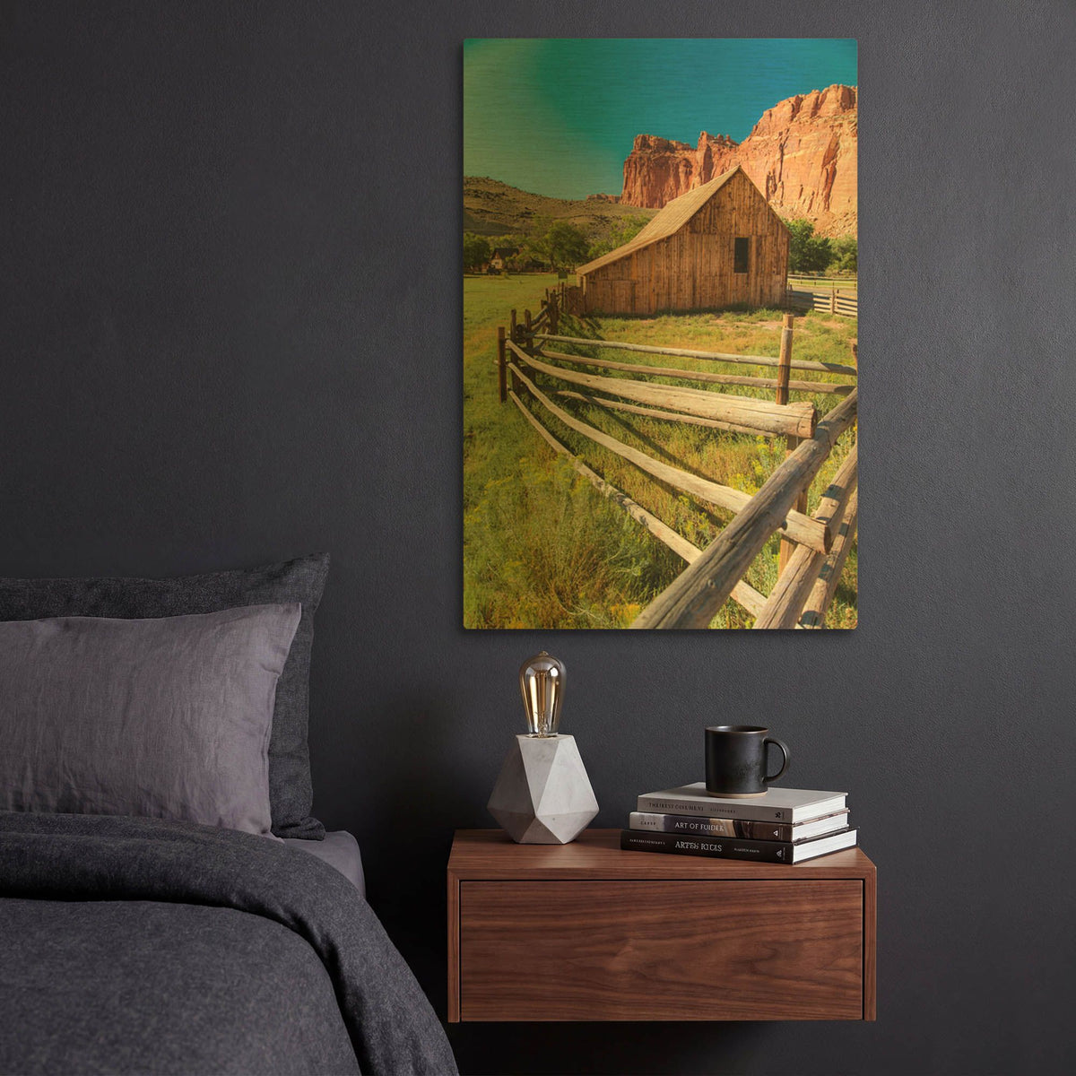 'Utah Barn' By Tim Oldford Gold Metal Wall Art