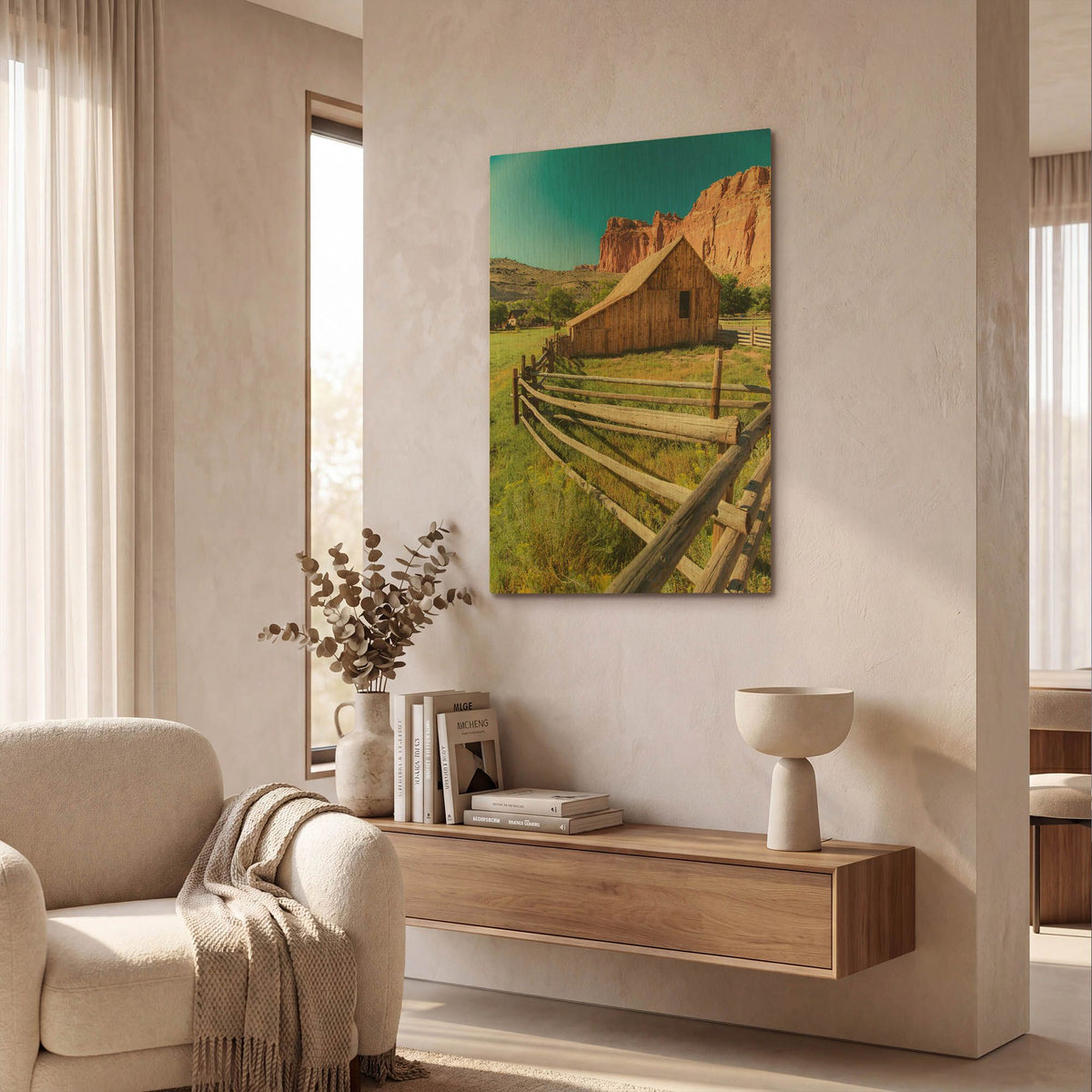 'Utah Barn' By Tim Oldford Gold Metal Wall Art