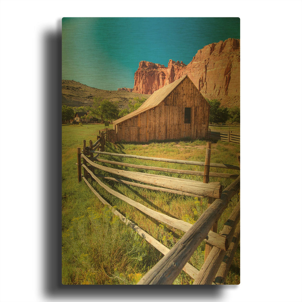 'Utah Barn' By Tim Oldford Gold Metal Wall Art