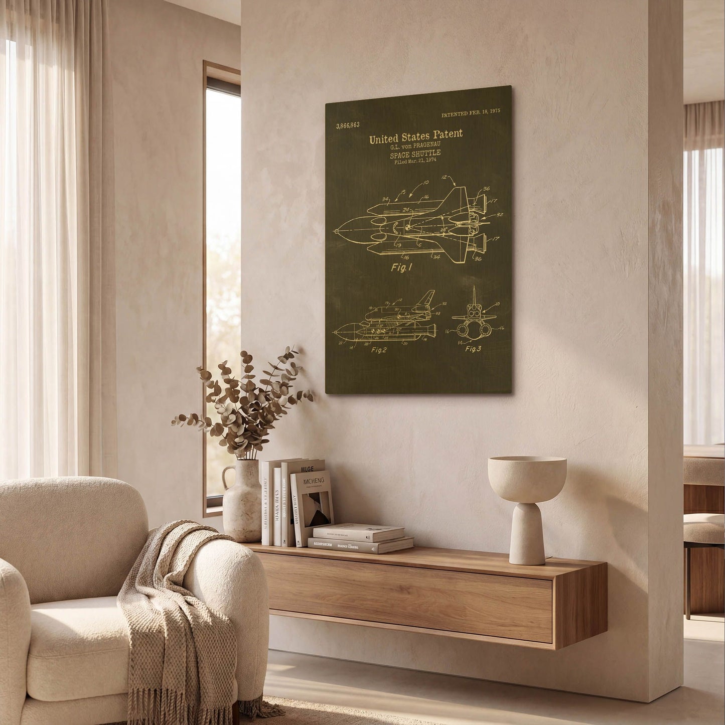 'Space Shuttle Blueprint Patent Chalkboard' By LUXE Gold Metal Wall Art