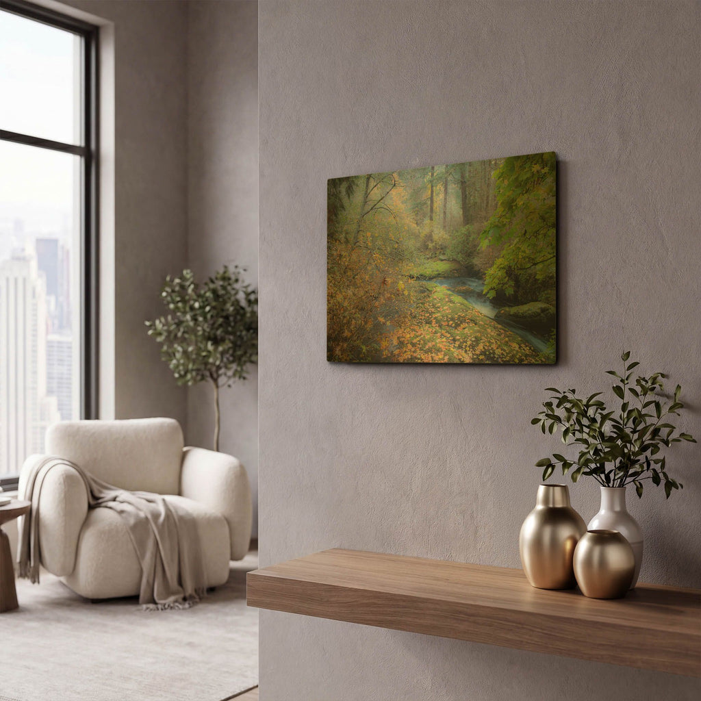 'Snow In Fall' By Tim Oldford Gold Metal Wall Art