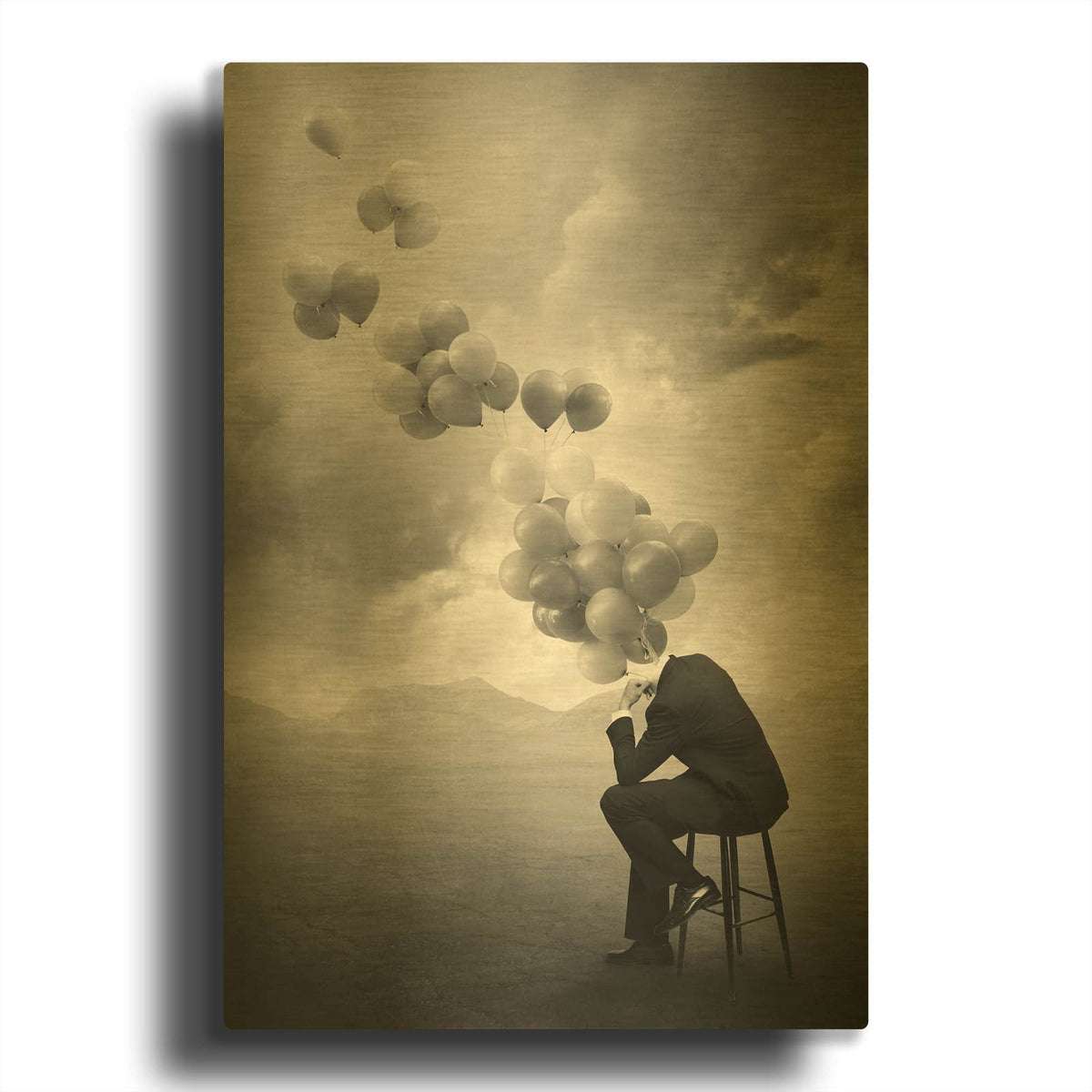 'Think' By Tommy Ingberg Gold Metal Wall Art