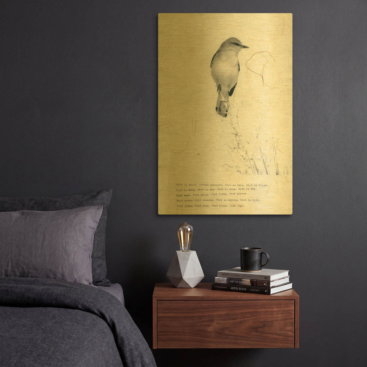 'Bird Is Sweet' By TypeLike Gold Metal Wall Art