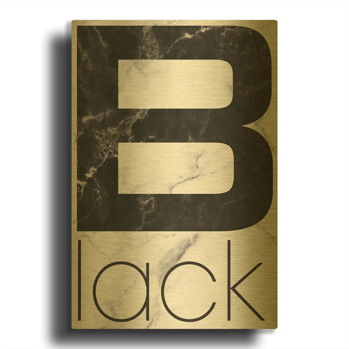 'Black Marble' By TypeLike Gold Metal Wall Art