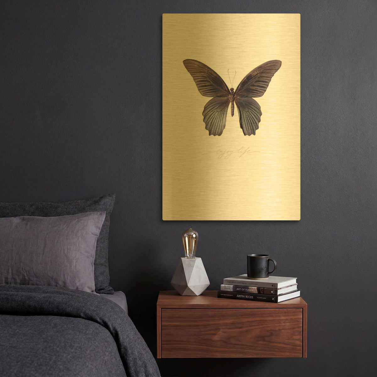 'Enjoy Life' By TypeLike Gold Metal Wall Art