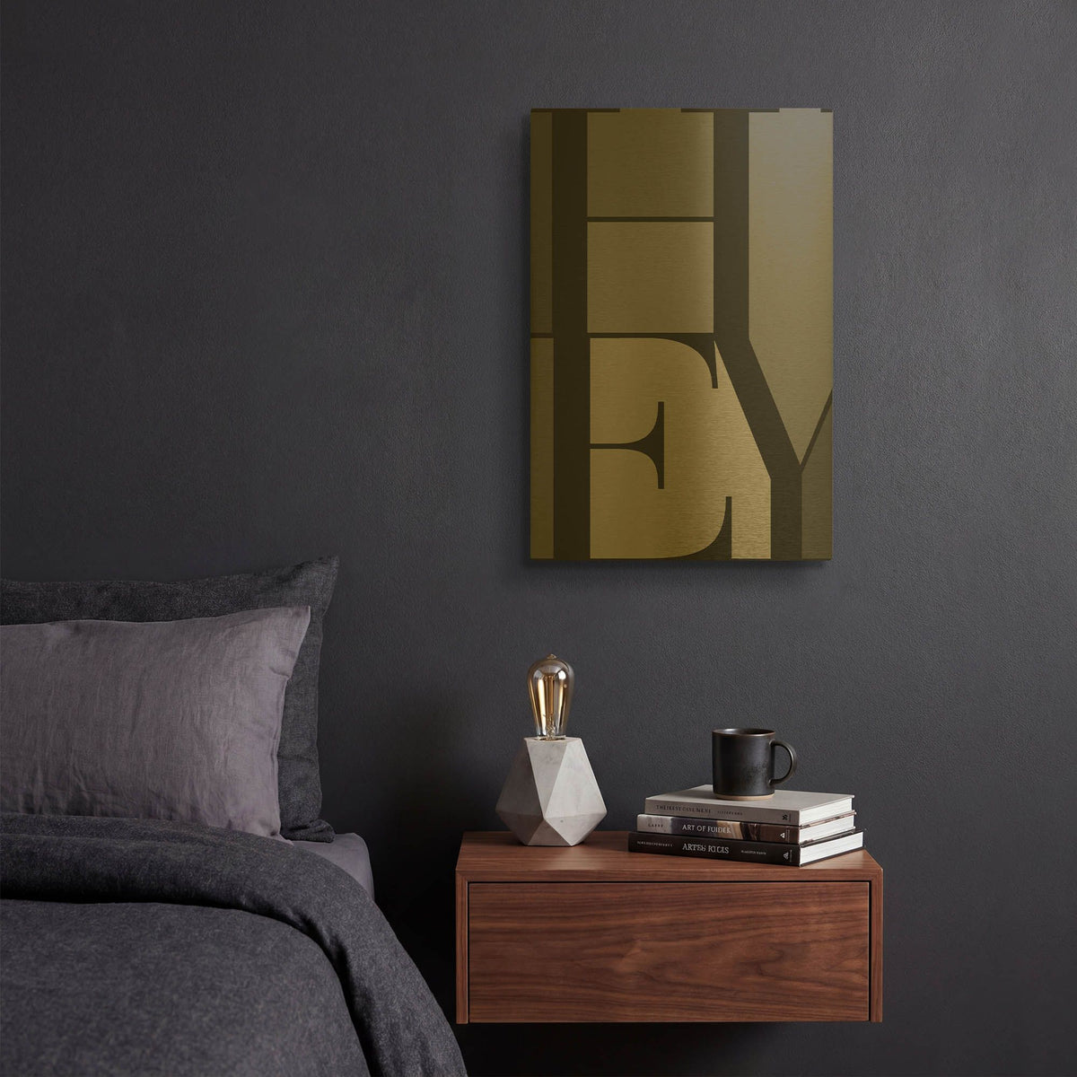 'Hey' By TypeLike Gold Metal Wall Art