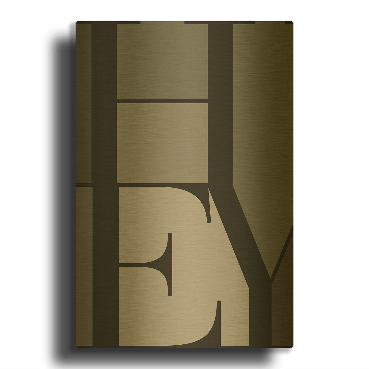 'Hey' By TypeLike Gold Metal Wall Art
