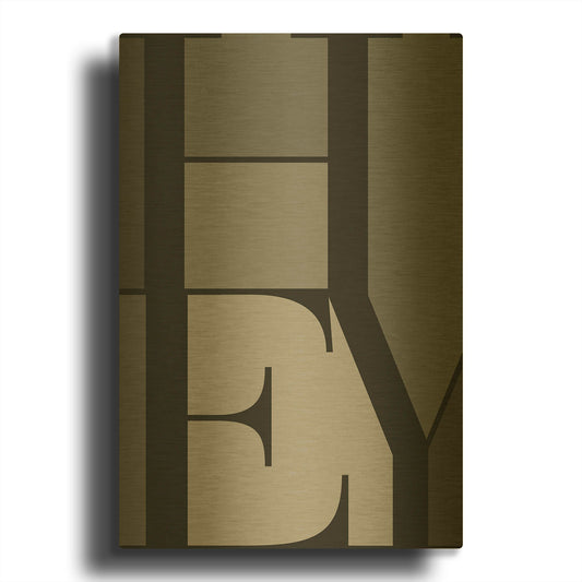 'Hey' By TypeLike Gold Metal Wall Art