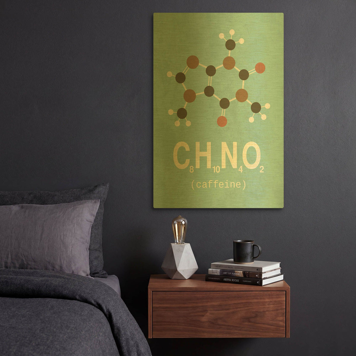 'Molecule Caffeine' By TypeLike Gold Metal Wall Art