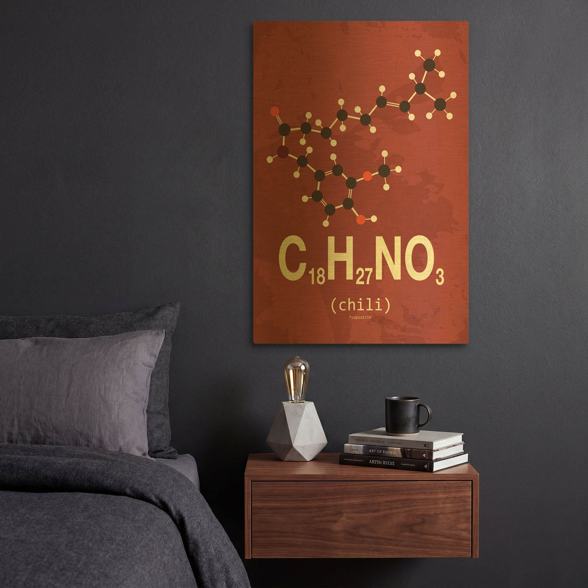 'Molecule Chili' By TypeLike Gold Metal Wall Art