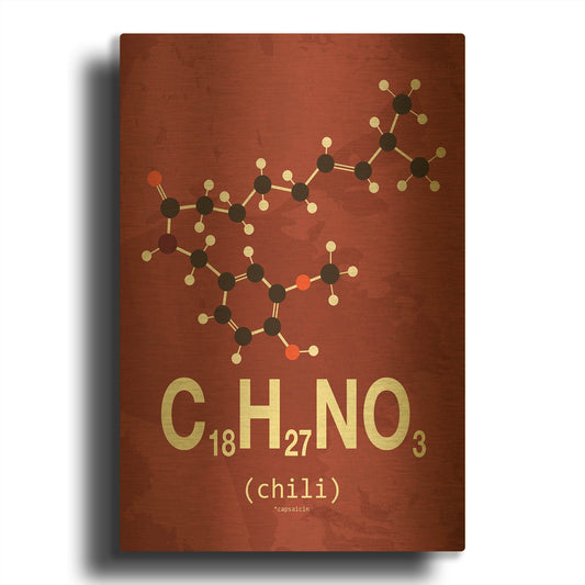 'Molecule Chili' By TypeLike Gold Metal Wall Art