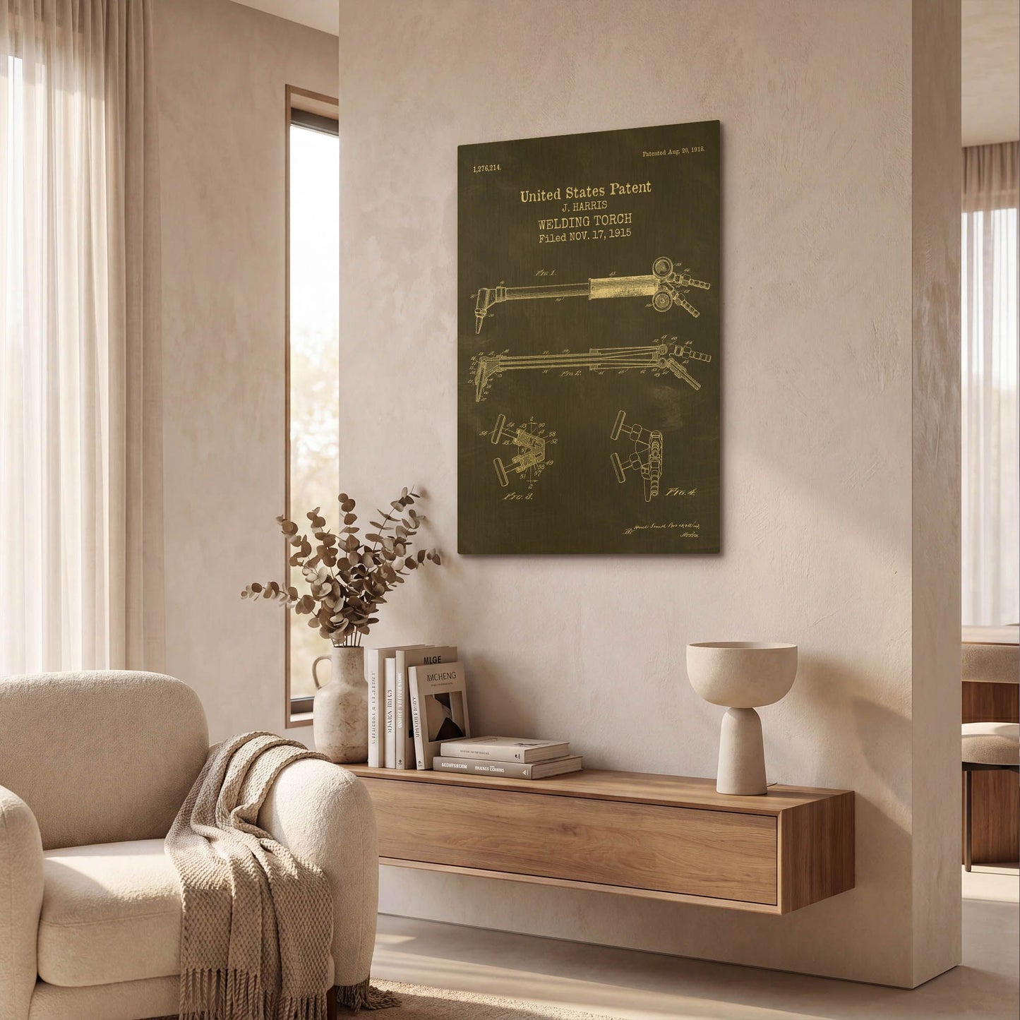 'Welding Torch Blueprint Patent Chalkboard' By LUXE Gold Metal Wall Art