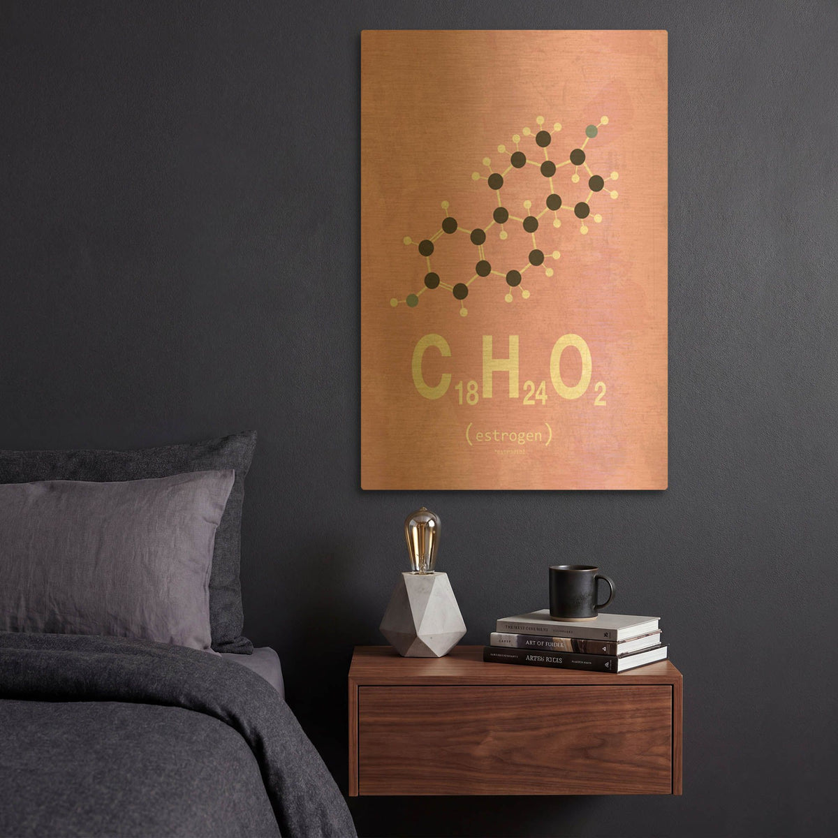 'Molecule Estrogene 1' By TypeLike Gold Metal Wall Art