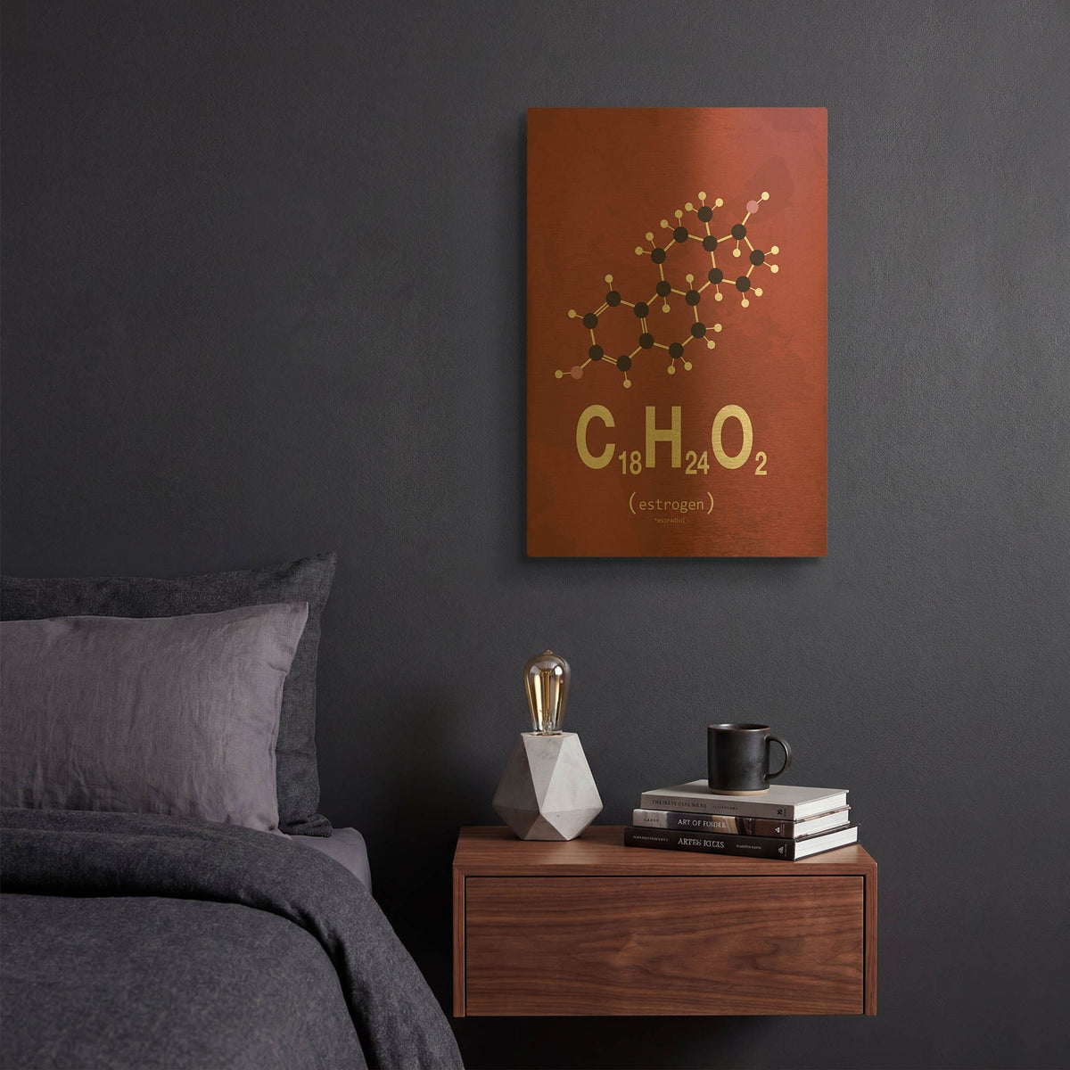 'Molecule Estrogene 2' By TypeLike Gold Metal Wall Art