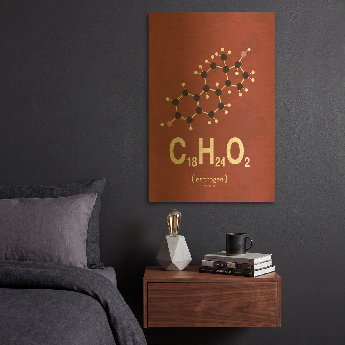 'Molecule Estrogene 2' By TypeLike Gold Metal Wall Art