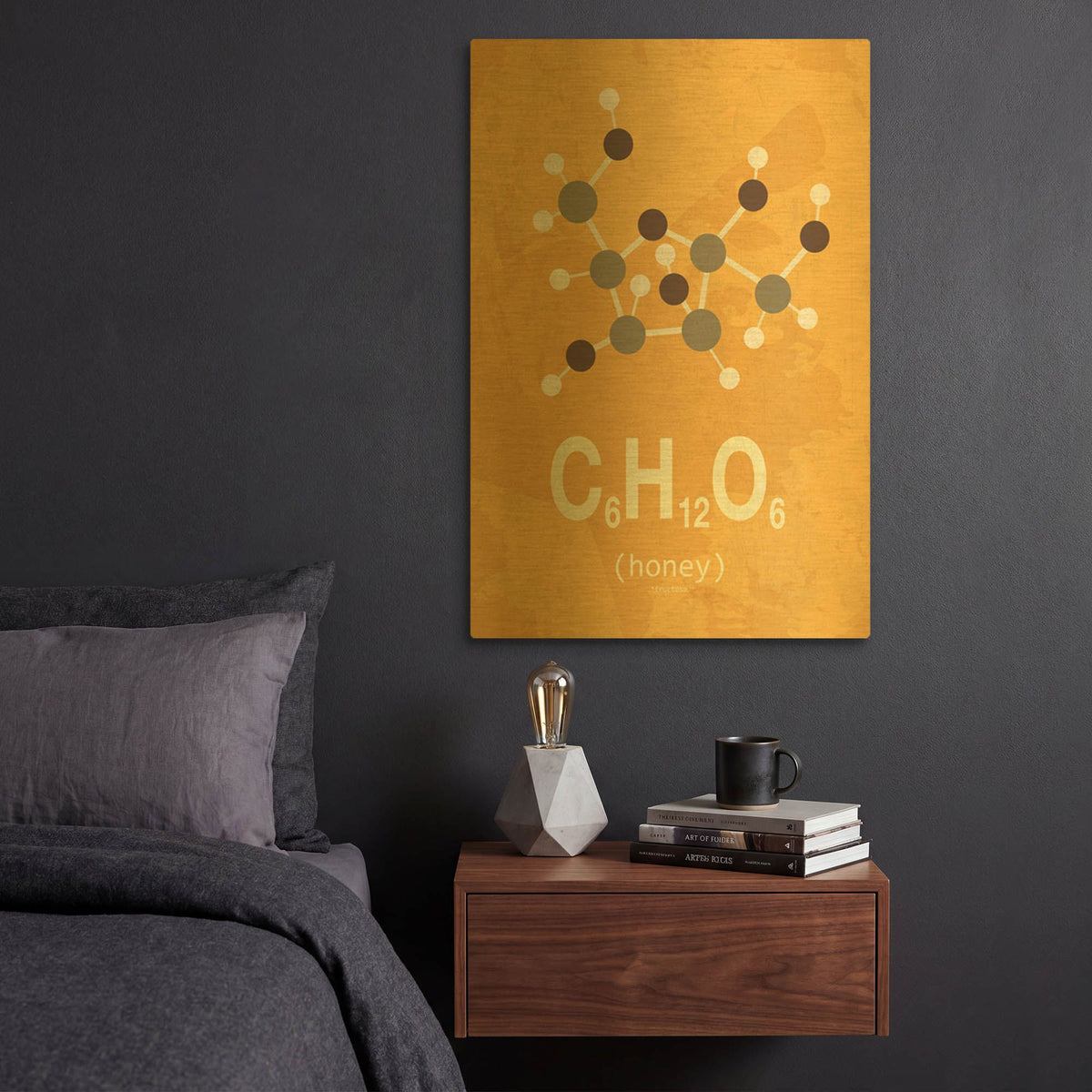 'Molecule Honey' By TypeLike Gold Metal Wall Art