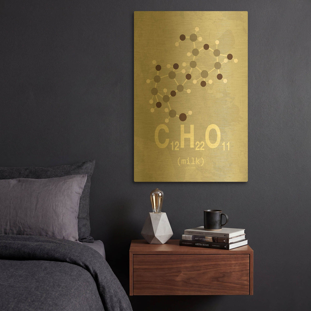 'Molecule Milk' By TypeLike Gold Metal Wall Art