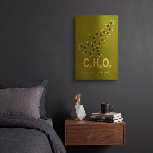 'Molecule THC 1' By TypeLike Gold Metal Wall Art