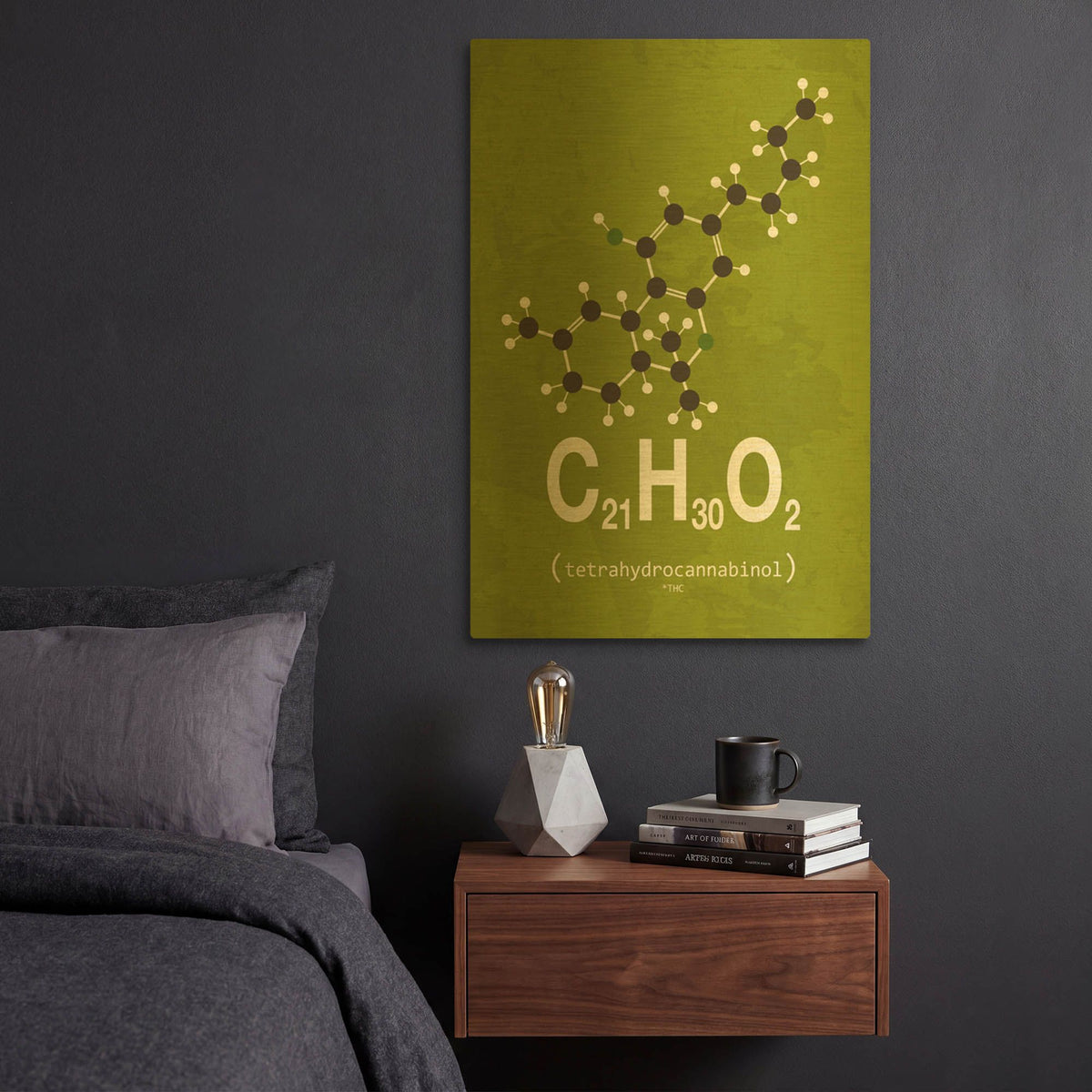 'Molecule THC 1' By TypeLike Gold Metal Wall Art