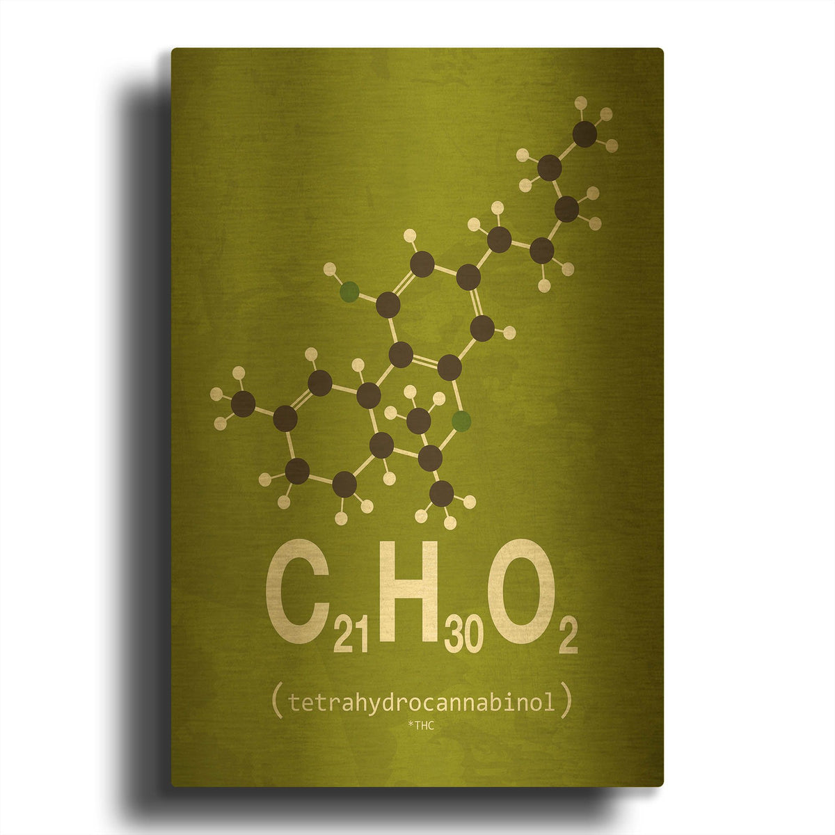 'Molecule THC 1' By TypeLike Gold Metal Wall Art