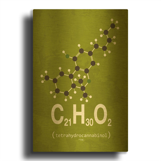 'Molecule THC 1' By TypeLike Gold Metal Wall Art