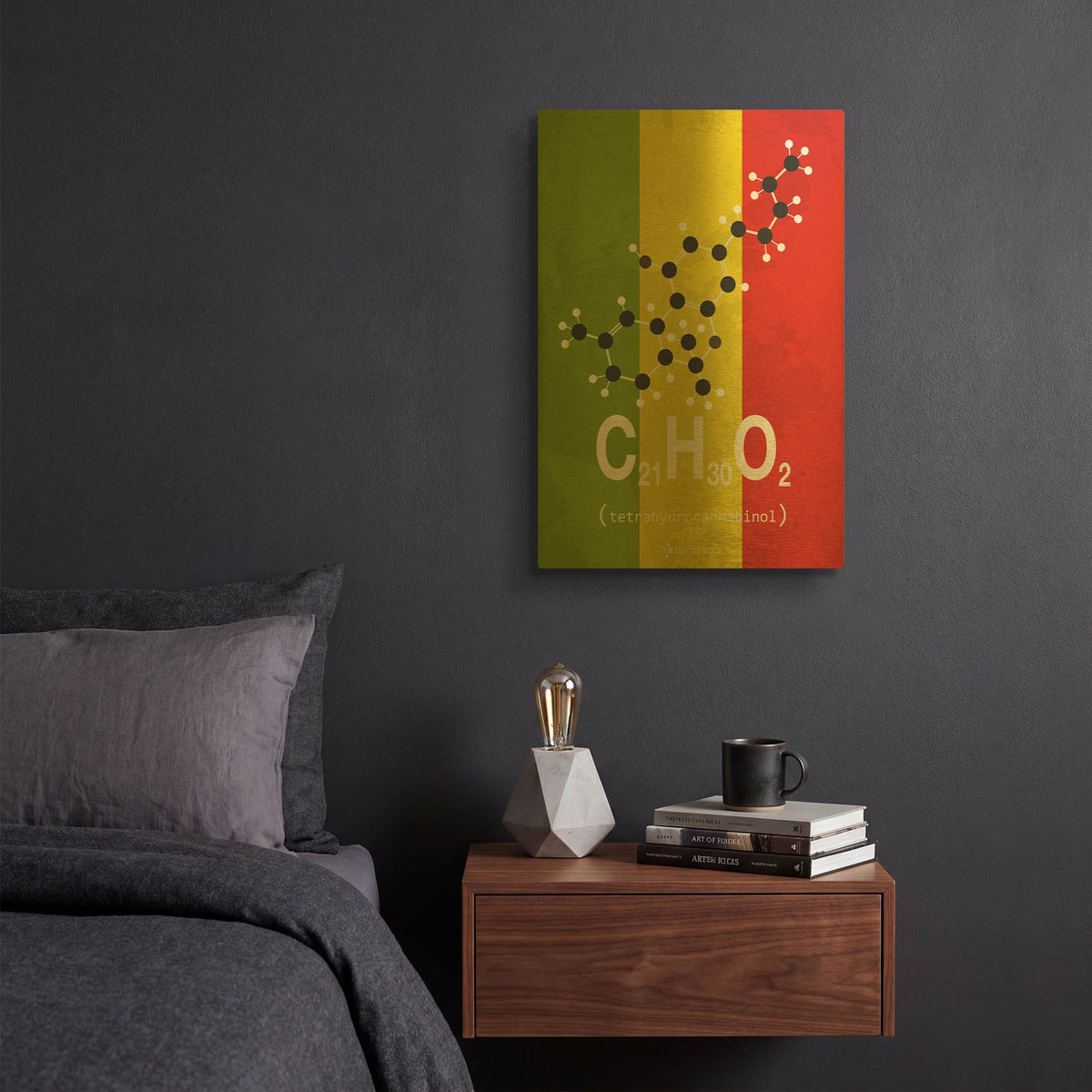 'Molecule THC 2' By TypeLike Gold Metal Wall Art