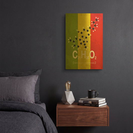 'Molecule THC 2' By TypeLike Gold Metal Wall Art