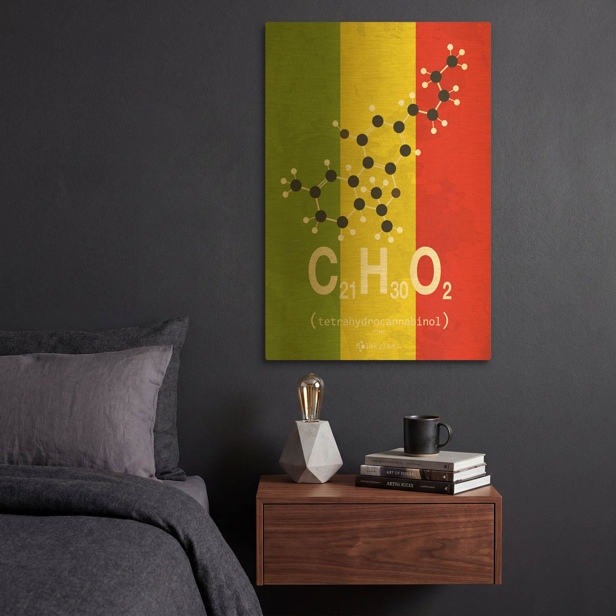 'Molecule THC 2' By TypeLike Gold Metal Wall Art