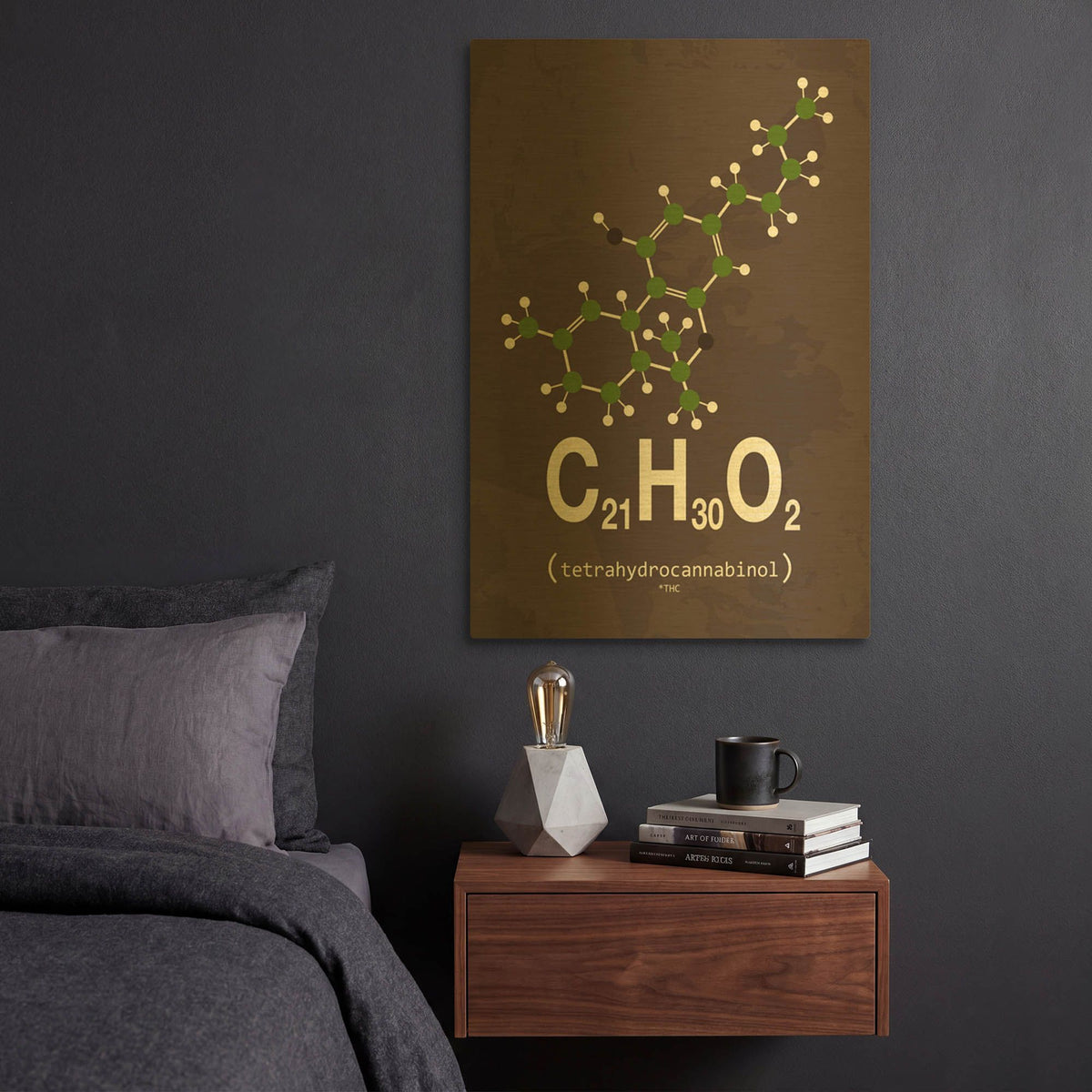 'Molecule Thc' By TypeLike Gold Metal Wall Art