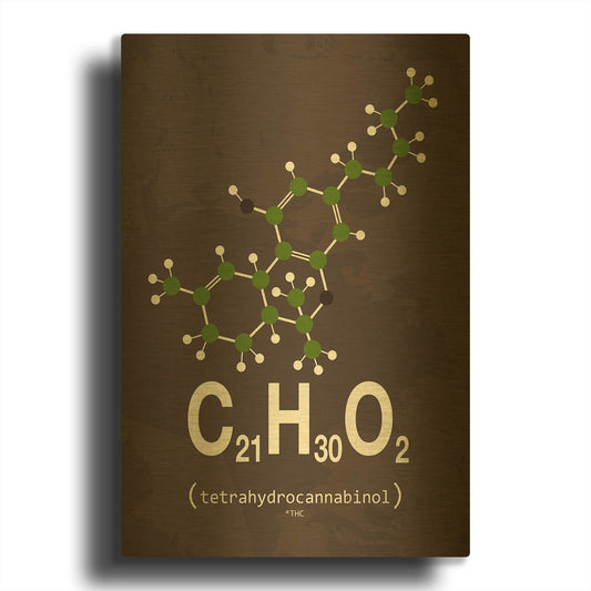 'Molecule Thc' By TypeLike Gold Metal Wall Art