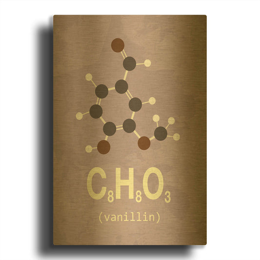 'Molecule Vanilin' By TypeLike Gold Metal Wall Art