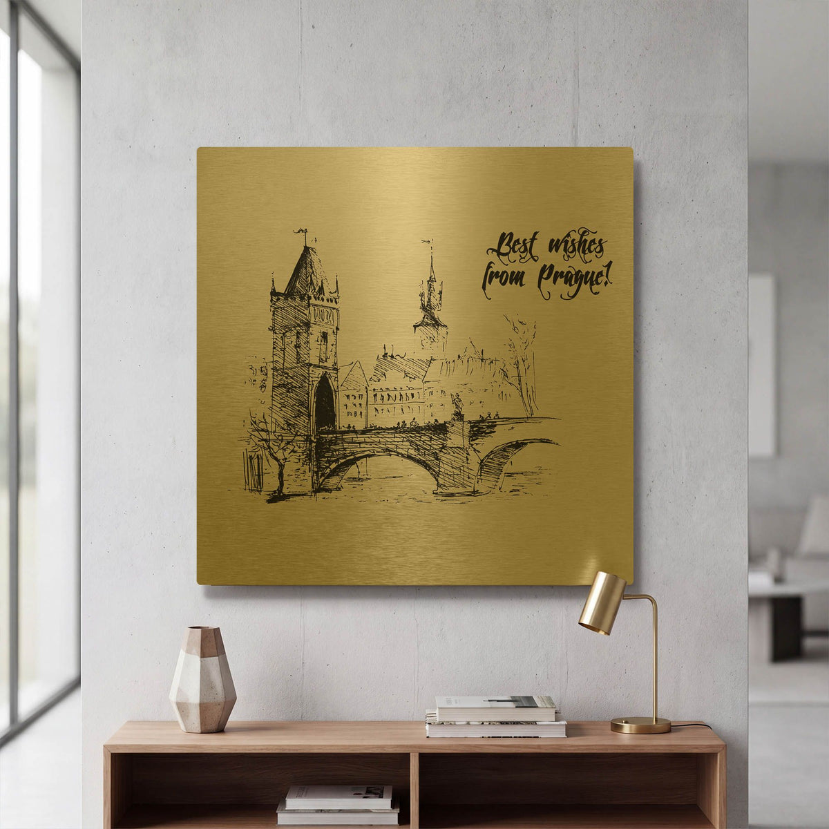 'Prague' By TypeLike Gold Metal Wall Art
