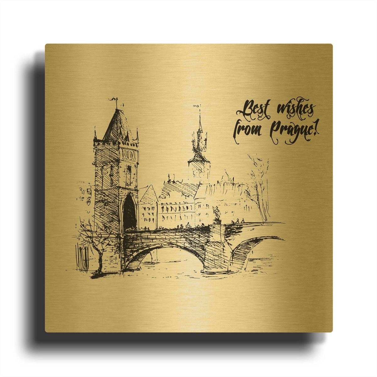 'Prague' By TypeLike Gold Metal Wall Art