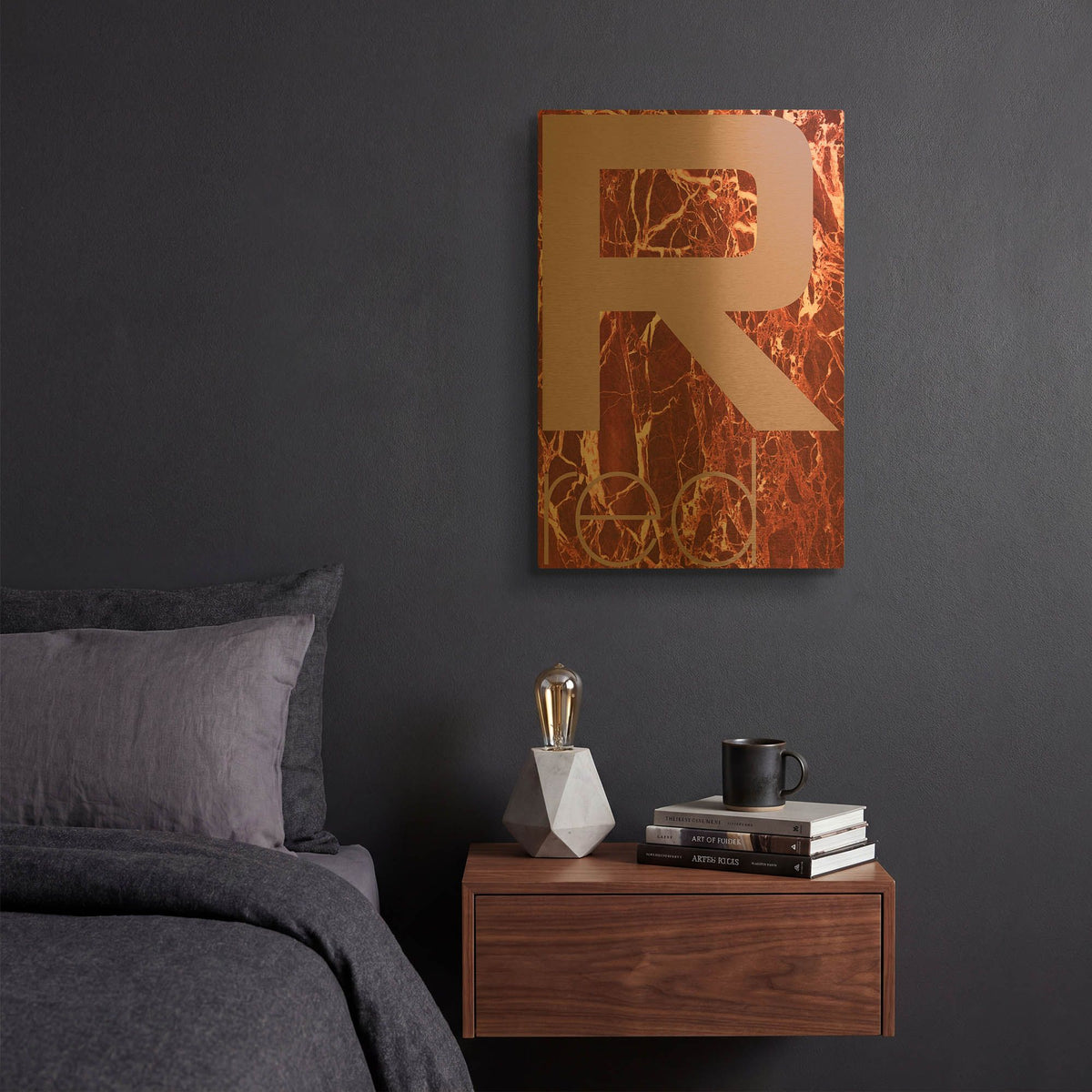 'Red Marble 03' By TypeLike Gold Metal Wall Art