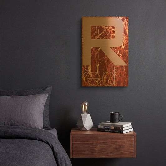 'Red Marble 03' By TypeLike Gold Metal Wall Art