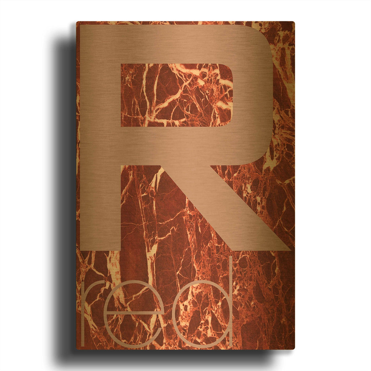'Red Marble 03' By TypeLike Gold Metal Wall Art