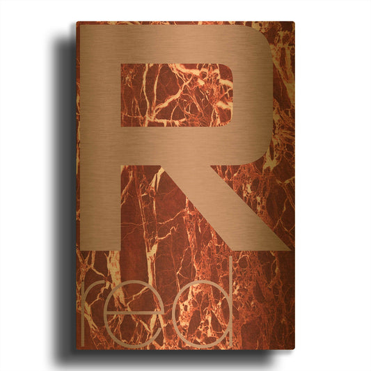 'Red Marble 03' By TypeLike Gold Metal Wall Art