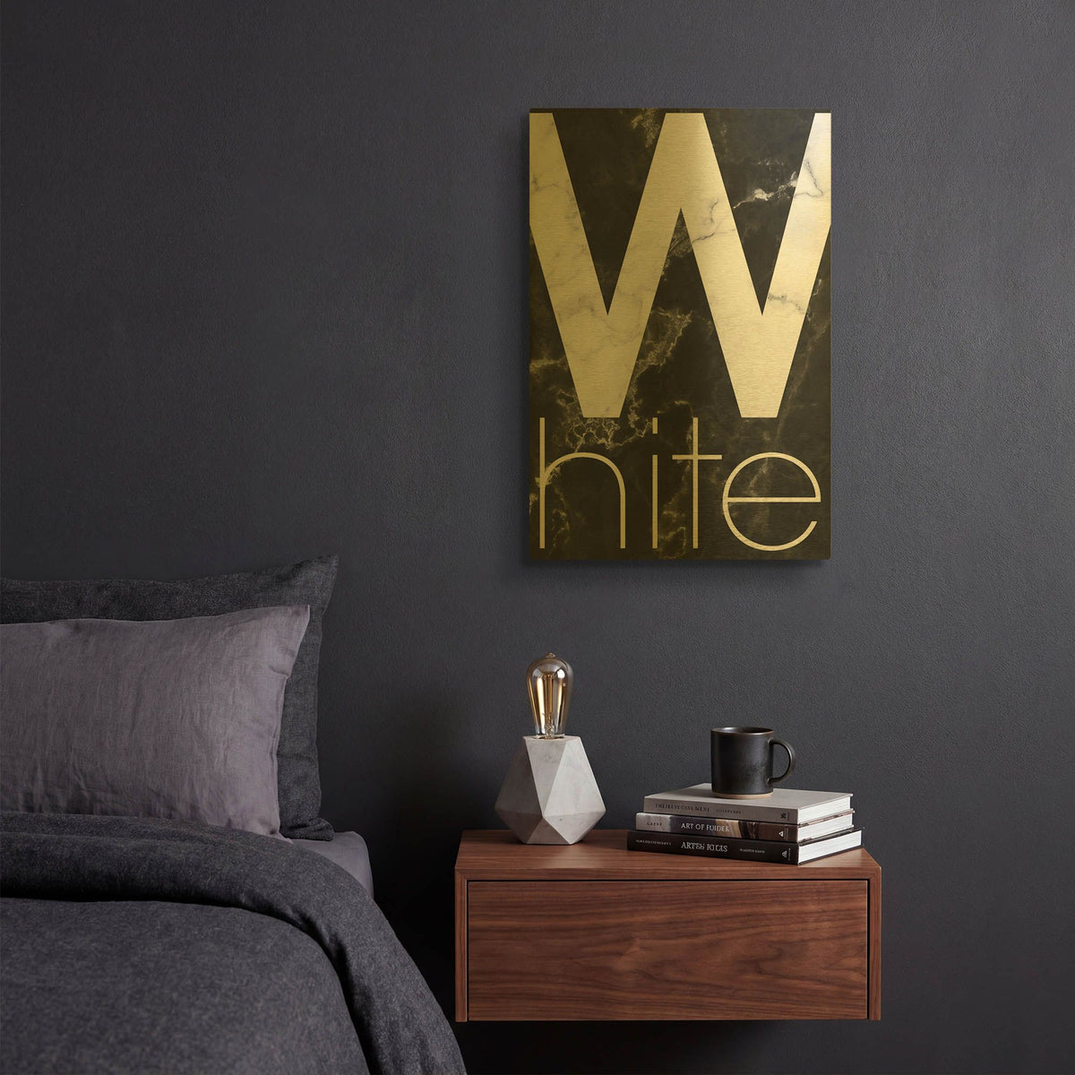 'White Marble' By TypeLike Gold Metal Wall Art