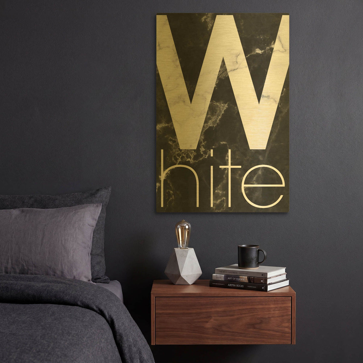 'White Marble' By TypeLike Gold Metal Wall Art