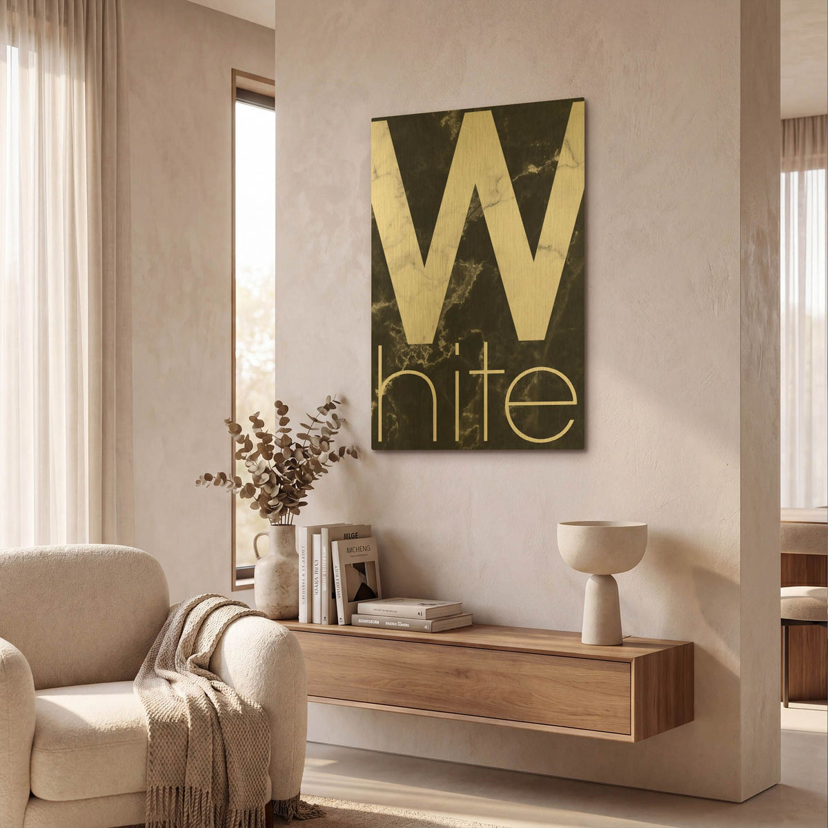 'White Marble' By TypeLike Gold Metal Wall Art